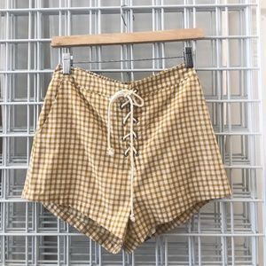 Lost + Wander Yellow Plaid Shorts